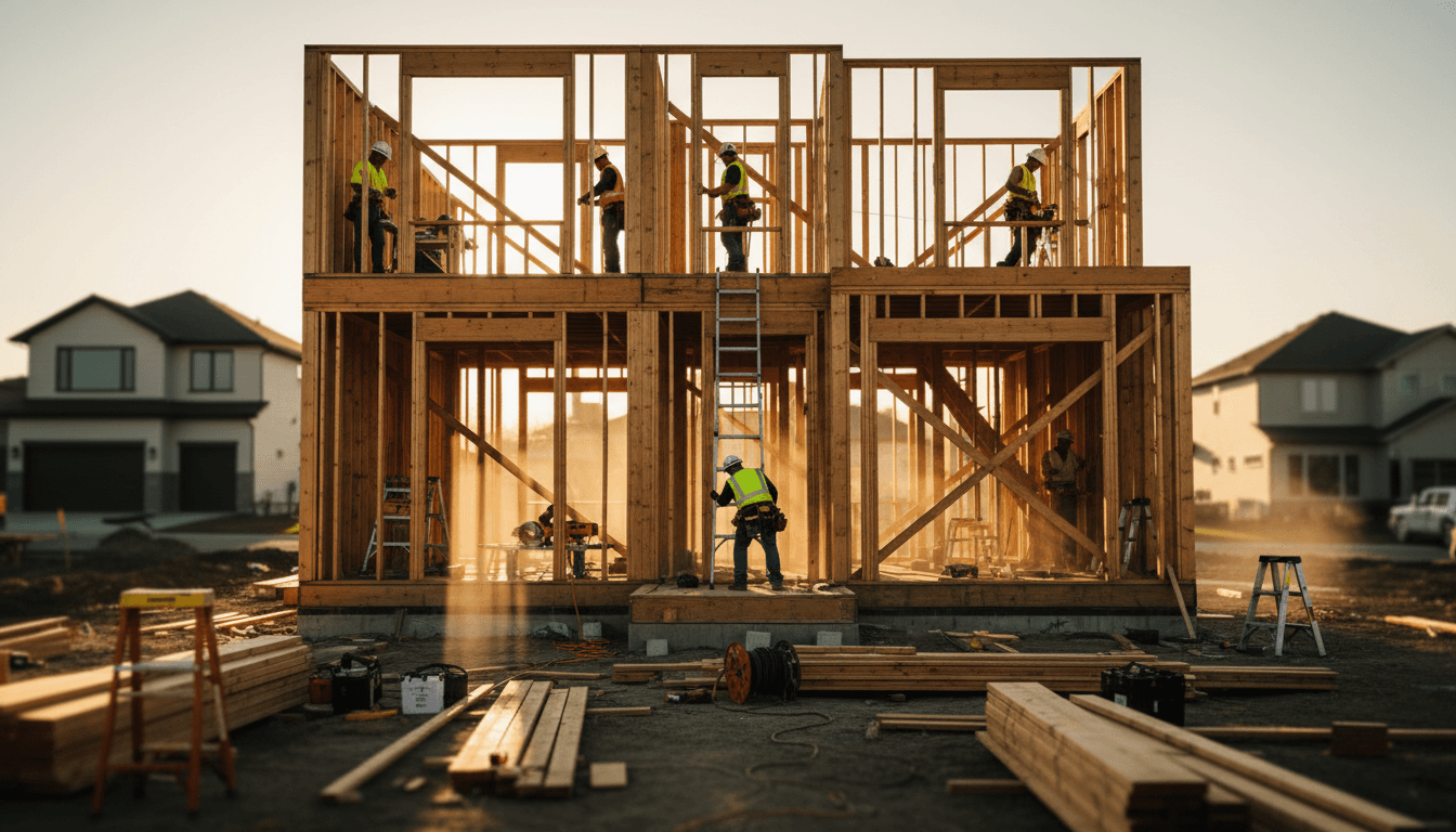 Bauarbeiter führen professionelle Strukturarbeiten auf einer Berliner Baustelle durch