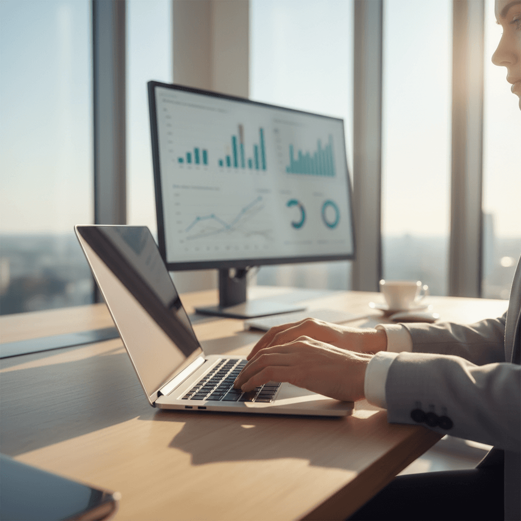 Professionelle Fensterreinigung an modernem Geschäftsgebäude mit Glanzeffekt