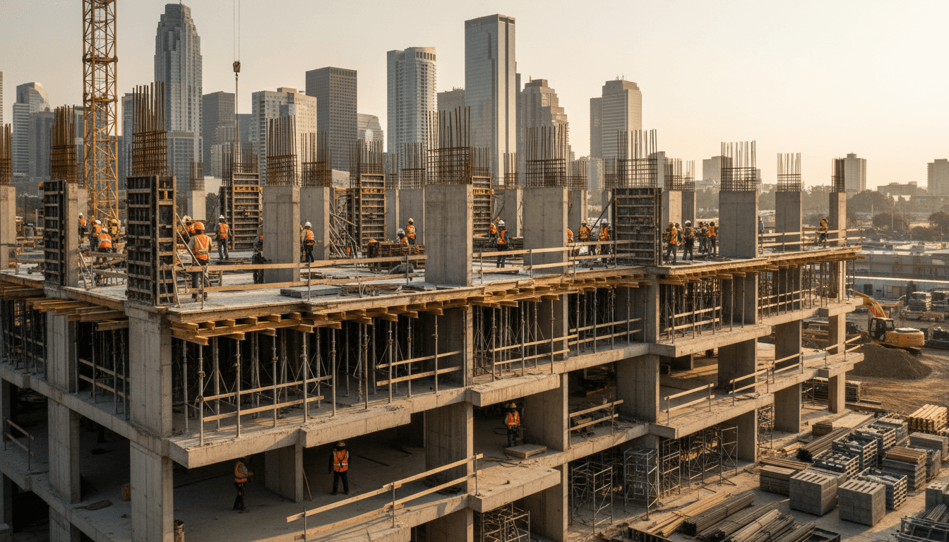 Bauarbeiten auf einer Großbaustelle
