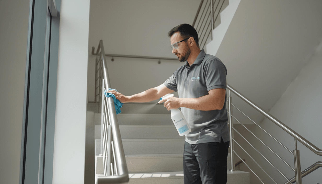 Professionelle Reinigung von Treppenhäusern und Fluren in gewerblichen Gebäuden